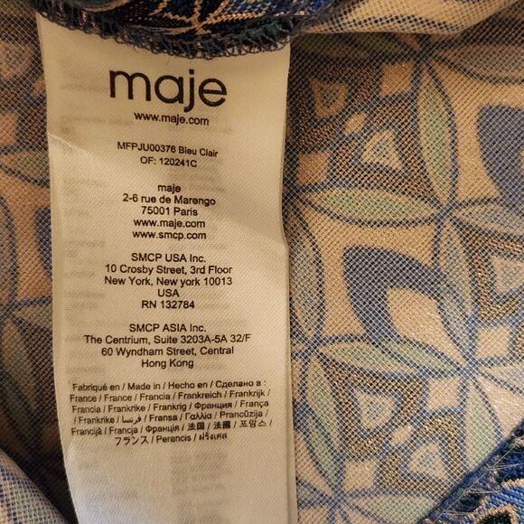 NWOT Maje Blue Pink Green Geometric Print Patch Pocket A-Line Mini Skirt Sz 38/6 - Picture 9 of 12